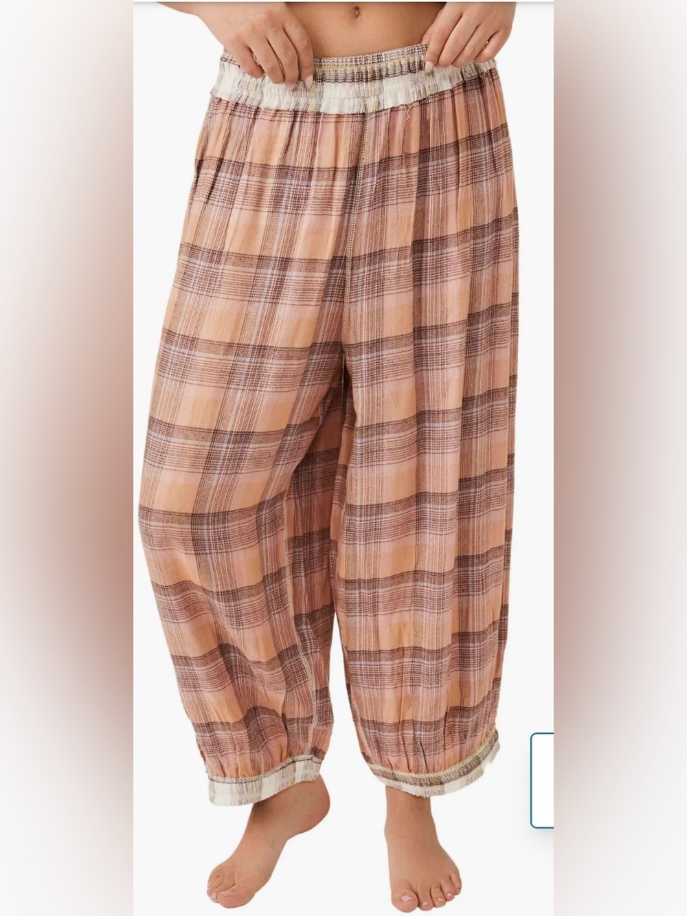 Free People Fallin' For Flannel Lounge Pants / Tan Combo Size S